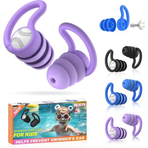 Tapones para oídos de natación para niños - Protección auditiva impermeable, reutilizable, de silicona suave para niños de 2 a 9 años
