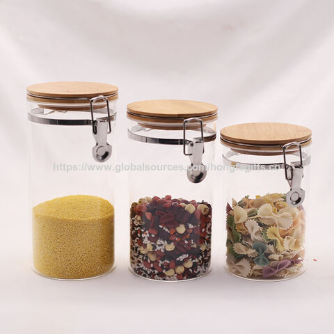 Juego de Botes Herméticos de Vidrio Borosilicato con Sello de Silicona para Almacenamiento de Alimentos Secos, Fácil de Limpiar, 1.5L for sale at factory direct price