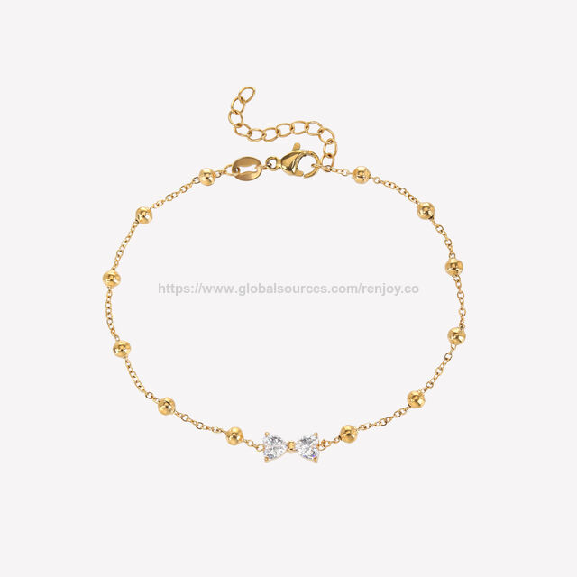 Goldarmband 18K Edelstahl Zirkon Beschichtetes Armband für täglichen und Party-Schmuck
