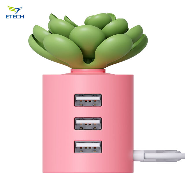 Nature-themed Plant Pot Usb Hub 3-port Usb 3.0 Splitter - Succulent ...
