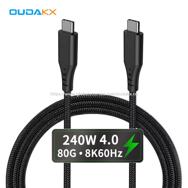 Câble USB Type C 4.0 1M 0.5M 80G 8K USB4 Câble Coaxial Charge Rapide Câble de Données PD 240W 4K60Hz USB-C vers USB-C pour Moniteur Vidéo PC