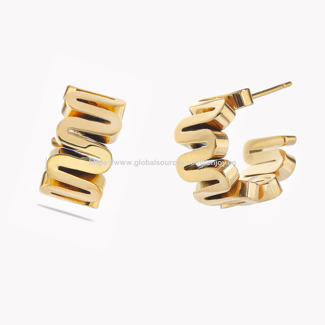 أقراط نصفية بتصميم متاهة وأقراط حلقية مموجة وملتوية للنساء for sale at factory direct price