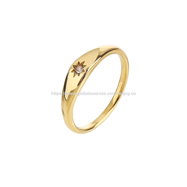 Cincin emas kasar wanita tidak berubah warna, cincin ibu jari berlapis emas 18K yang dapat ditumpuk, set cincin wanita yang dipersonalisasi for sale at factory direct price