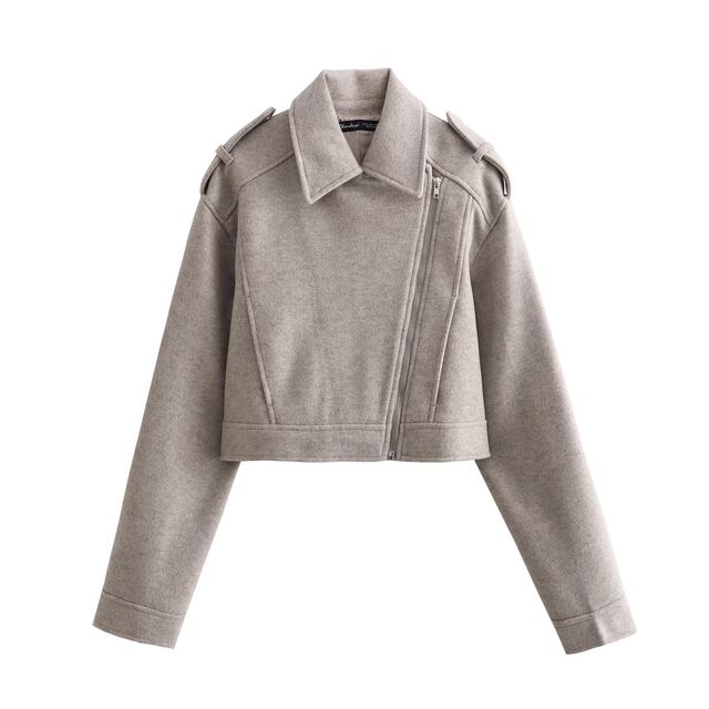 Jaket pendek kasual wol resleting khusus untuk wanita for sale at factory direct price