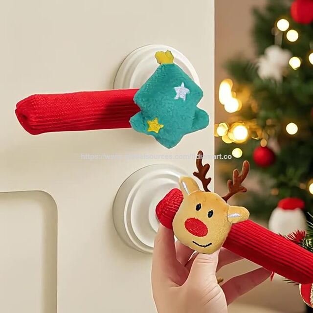 Housse de Poignée de Porte Père Noël Dessin Animé pour Collection de Noël Jouets Figurines Cadeaux for sale at factory direct price