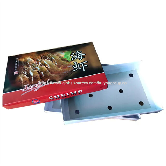 Cajas de Papel para Empaquetado de Alimentos con Logotipo Personalizado y Doble Capa para Productos del Mar Congelados, Cajas para Camarones con Logotipo Hechas a Medida for sale at factory direct price