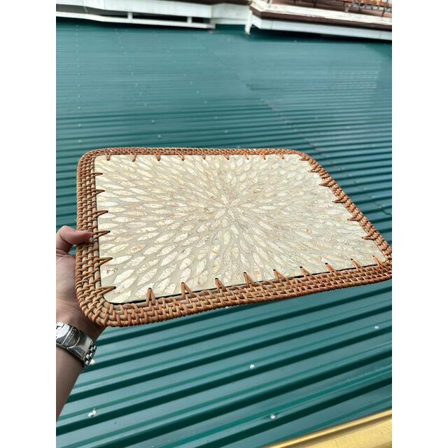Bandeja de servir de rattan feita à mão por atacado do Vietname para uso diário na cozinha