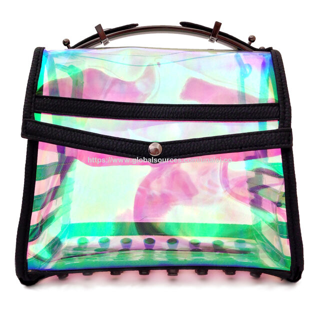 Transparente Handtasche aus dickem PVC mit Schultergurt für Damen - Durchsichtige Umhängetasche