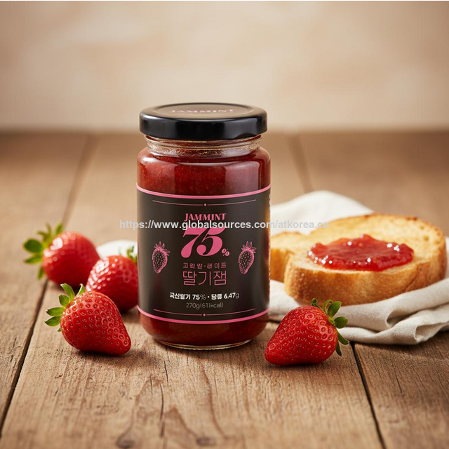 JAMMINT Mermelada ligera de fresa con alto contenido de fruta al 75%, 270 g