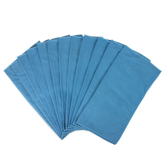 Pacote de 12 Panos de Microfibra para Limpeza de Vidros, 35 x 35 cm, Camurça Azul Multiusos, Sem Fiapos