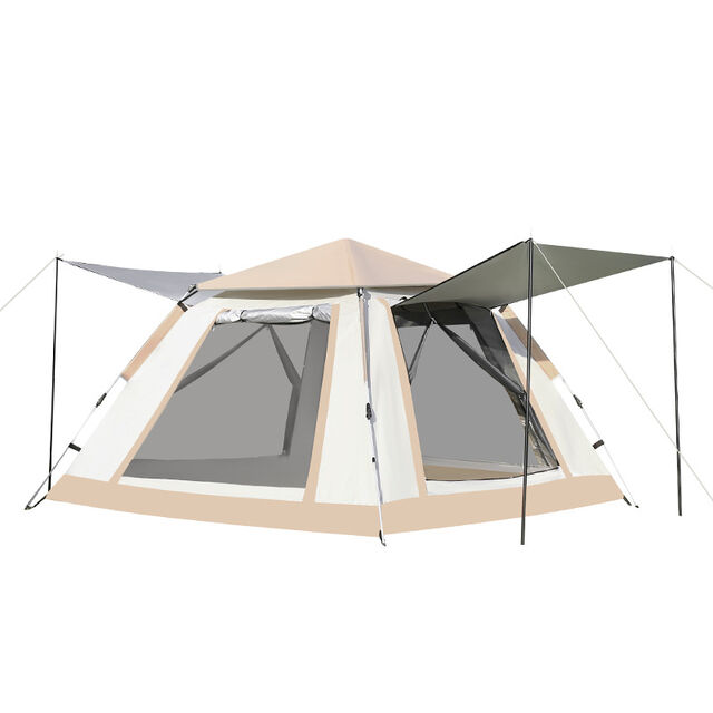 Tienda de playa para exteriores, tienda plegable totalmente automática para acampar, 3-4 personas, playa simple de apertura rápida, doble capa
