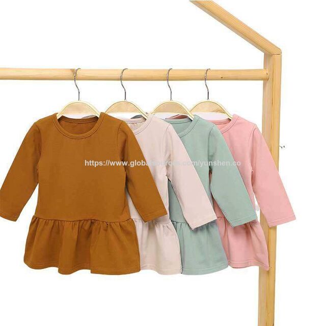 Baby-Kleid mit Rüschen, Kinder-Homewear 0-4 Jahre, Kinder-Logo individuell, hochwertiges, lässiges, schlichtes Strickkleid mit Rundhalsausschnitt und langen Ärmeln