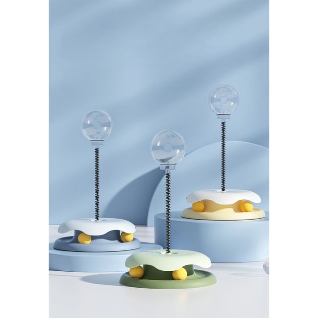 Jouets Amusants pour Chats Circuit Interactif avec Balle Distributrice de Nourriture - Jouets de Poursuite pour Chats