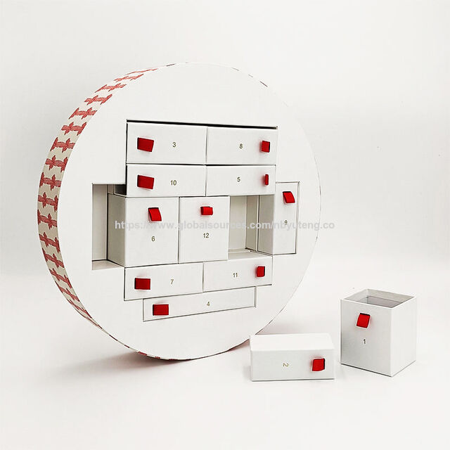 Tubo de Papel Redondo de Cartón con Logo Personalizado, Calendario de Adviento Cosmético Vacío para Caja de Regalo de Navidad