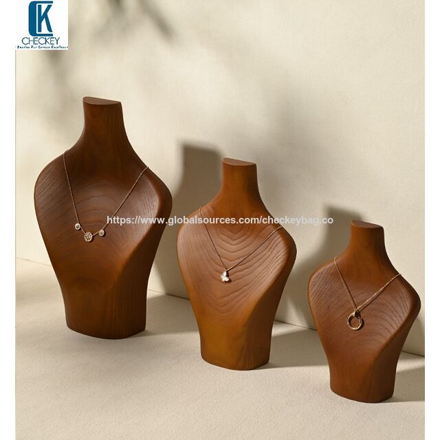 Exhibidor de Collares con Retrato de Madera Maciza - Modelo de Cuerpo Humano para Joyería y Escaparate de Colgantes. Busto de Joyería de Madera Maciza for sale at factory direct price