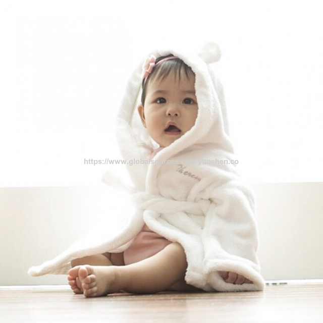 Peignoir de Bain Enfant Personnalisé en Gros avec Capuche en Peluche, Poncho en Coton Biologique, Serviette de Bain à Capuche pour Bébés et Enfants