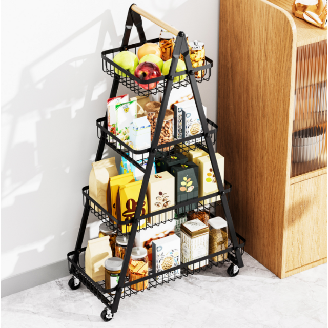 Küchenregal mit mehreren Etagen, stehende Gemüsekörbe, mobiler Haushaltswagen für Snacks, Obst und Gemüse for sale at factory direct price