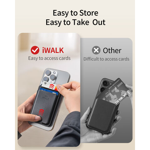 Magnetische Handy-Geldbörse mit verstellbarem Ständer 0-165° Betrachtungswinkel - 5 Karten Kapazität - Freisprecheinrichtung für iPhone Video Wiedergabe