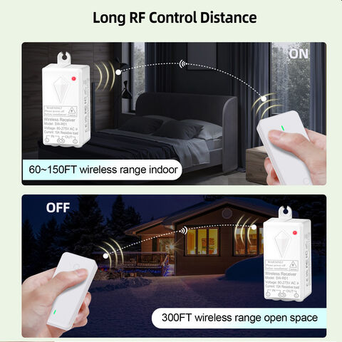 Interrupteur RF 433MHz à Télécommande Tactile, Relais 10A, Protection Contre Les Surcharges, Étanche IP66 pour Chambre, Patio ou Garage