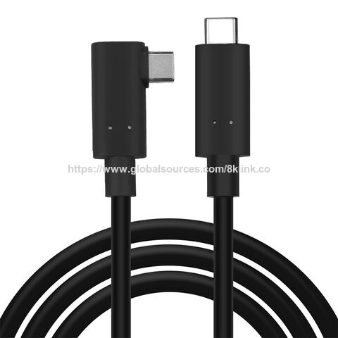 Câble à fibre optique active (AOC) USB-C 10G ultra-plat pour VR, 5m 10m, avec connecteurs mâles USB-C à angle droit, supportant la charge rapide USB3.2 10G 5G