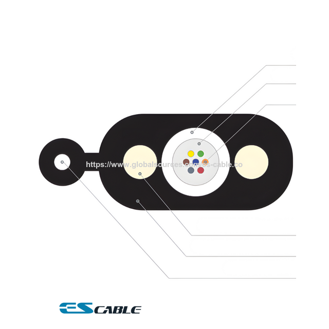 Cabo Drop de Fibra Óptica Tonalizável de 1-24 Núcleos, com Condutor de 24 AWG, para Instalação Aérea e Enterramento Direto, Tensão Máxima de 1350N, Serviço OEM/ODM for sale at factory direct price
