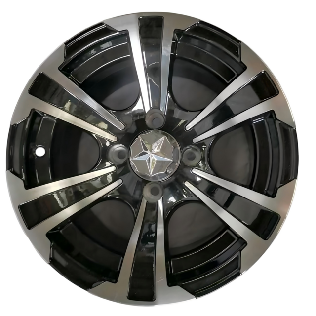 Cubo de roda de carrinho de golfe preto brilhante de alumínio com aro de 12'' NBR12-06B (12x7-4-101.6-70-negativo12) for sale at factory direct price