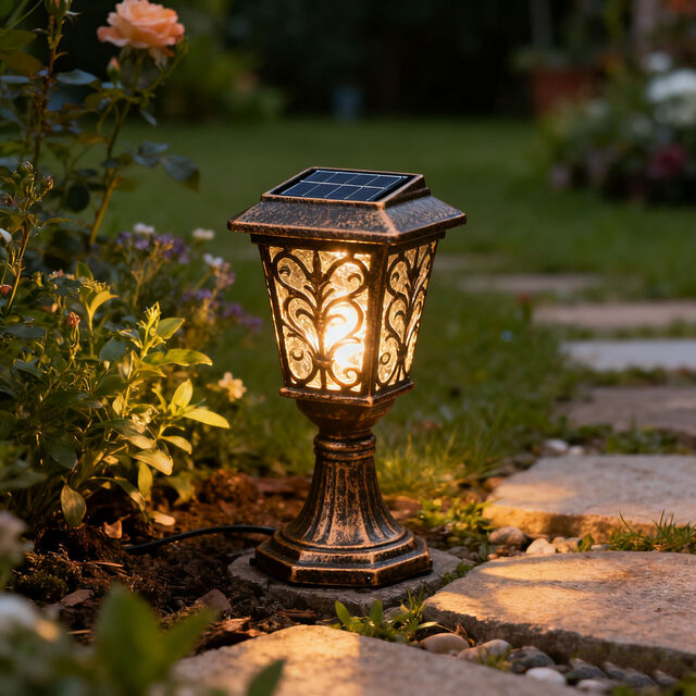 Solar-Gartenleuchte im Vintage-Stil, hohe Helligkeit, wasserdicht, Ambiente-Lampe für Gartendekoration for sale at factory direct price