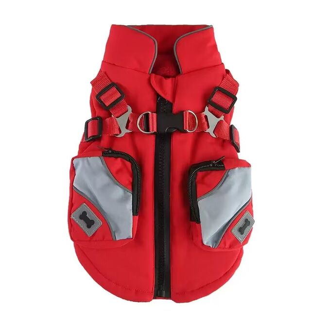 Winter-Haustierkleidung Reflektierende Hundejacke Mantel mit Geschirr Seil Warmes Fell Hoher Kragen Hunde Weste Wasserdichte Große Hunde Kleidung OEM for sale at factory direct price