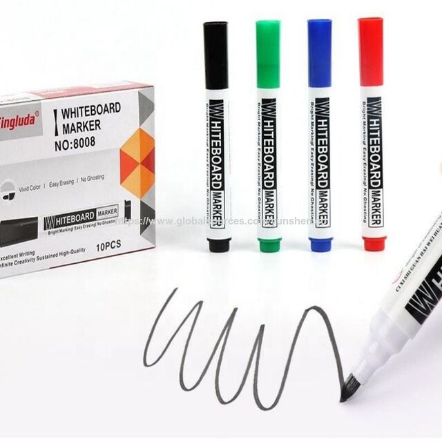 Precio de fábrica negro rojo azul desechable punta grande borrable marcador de pizarra recargable tinta material plástico