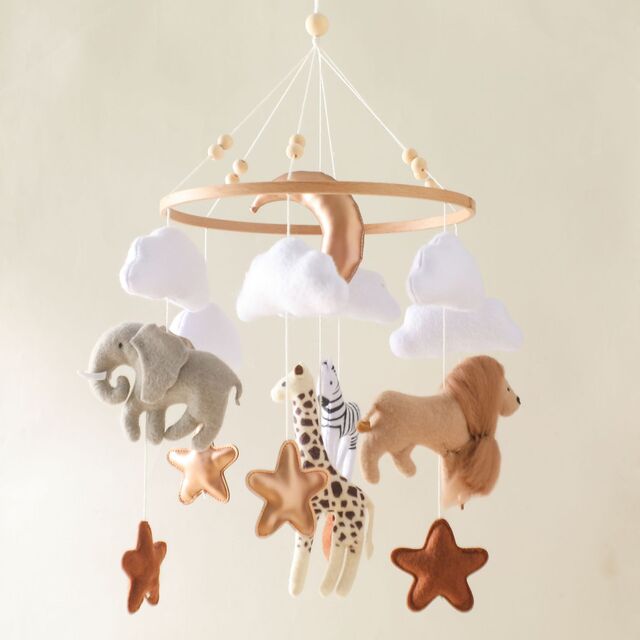 Móvil para Cuna de Bebé, Móvil de Guardería con Diseño de Estrella y Luna para Niños y Niñas