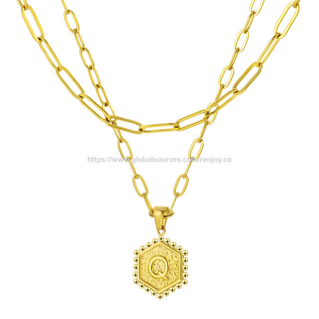 Colares Femininos Elegantes de Aço Inoxidável DIY com Alfabeto