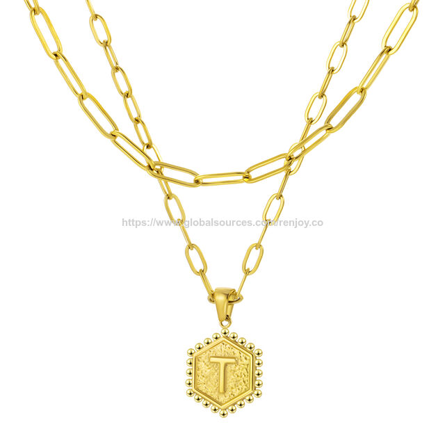 1 Peça 26 Letras Aço Inoxidável Cor Dourada Strass DIY Pingente