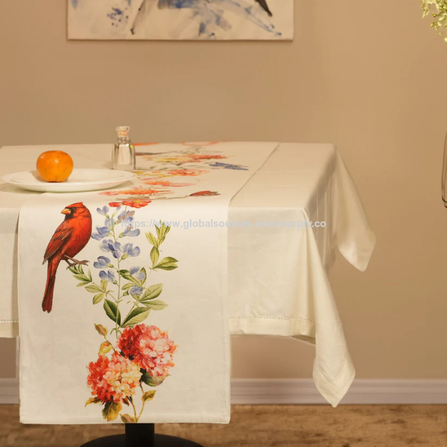 Camino de Mesa de Sarga de Algodón 100% con Impresión Personalizada a Precio de Fábrica, 35x183 cm, Decoración de Mesa de Comedor - OEM/ODM Personalizable Disponible