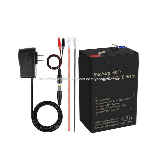 YABO Bateria Recarregável LifePO4 6.4V, 2000 Ciclos, Substituição de Chumbo-Ácido, 6 Volts, 6V 6Ah, Bateria Selada