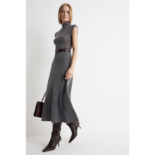 Robe Longue en Tricot de Laine Cachemire d'Hiver Personnalisée de Haute Qualité pour Femme - Robe Maxi Ajustée en Tricot