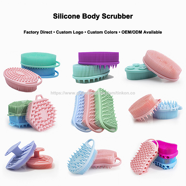 Brosse de bain exfoliante en silicone pour le corps pour la douche, brosse de massage exfoliante douce, éponge à mousser, outil de nettoyage de la peau de spa, OEM/ODM for sale at factory direct price