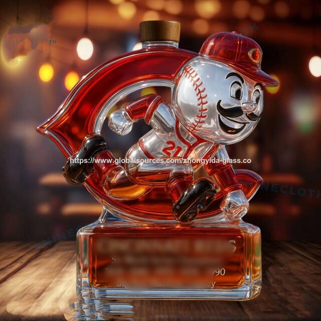 Decanter Wiski Maskot Bisbol Cincinnati Reds, Gelas Sloki Kaca Tiup Tangan, 300ml, Desain Berkelanjutan untuk Penggemar MLB Wiski for sale at factory direct price