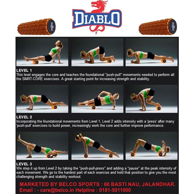 Rodillo de Masaje Diablo de 33 cm (13 pulgadas) - Negro, Ideal para Masaje Muscular Profundo