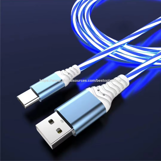 Cable de Carga Rápida Magnético Luminoso LED 3 en 1 para iPhone Micro USB Tipo C for sale at factory direct price