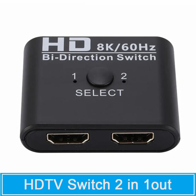 Conmutador HDTV bidireccional 8K 60Hz 1x2/2x1 de 2 puertos, divisor HDTV para ordenador portátil, PC, PS3/4, TV Box a monitor, TV, adaptador de proyector for sale at factory direct price