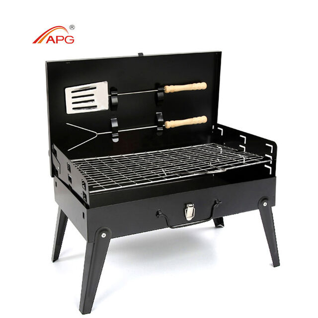 Barbecue à charbon de bois en acier inoxydable pliable APG, barbecue portable d'extérieur sans fumée for sale at factory direct price