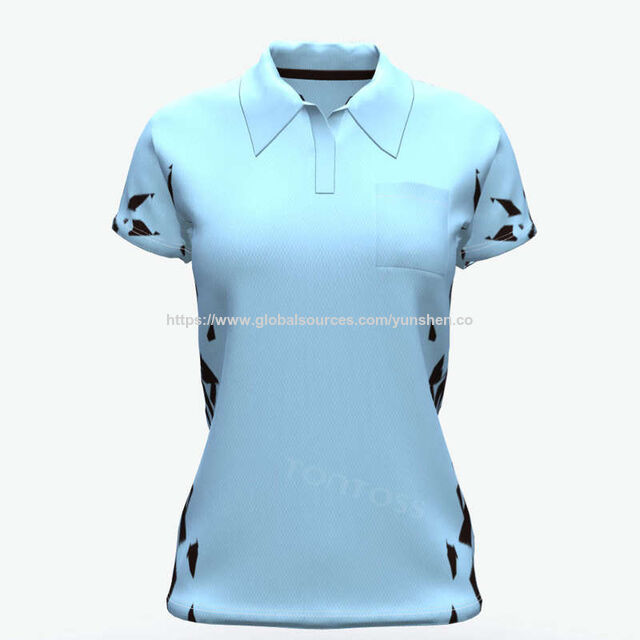 T-shirt Polo de Golf pour Femme en Polyester de Haute Qualité avec Broderie et Impression, Respirant, Manches Courtes, Sublimation Imprimée pour Femme