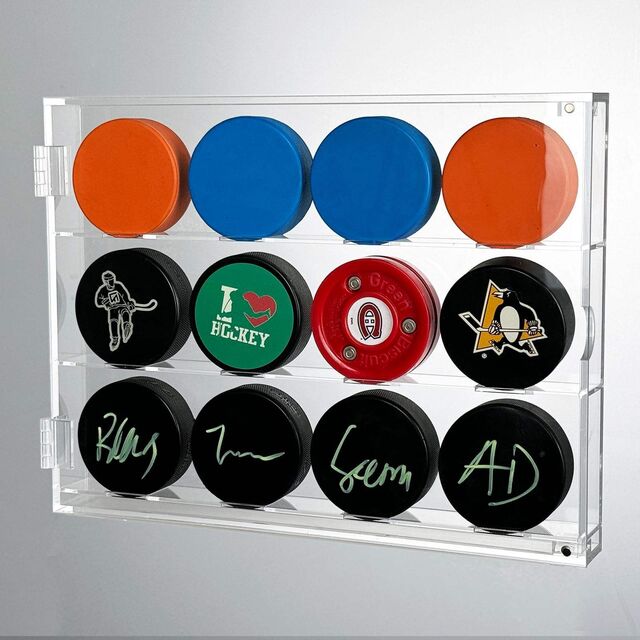 Présentoir de hockey sur glace en acrylique en vente chaude pour palets de hockey sur glace for sale at factory direct price