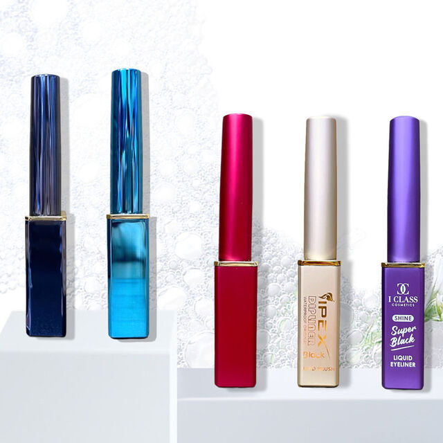 Envase cuadrado personalizado de 6.5ml para delineador de ojos en aluminio - Botellas vacías con cepillo para máscara de pestañas - Tubo contenedor para delineador líquido