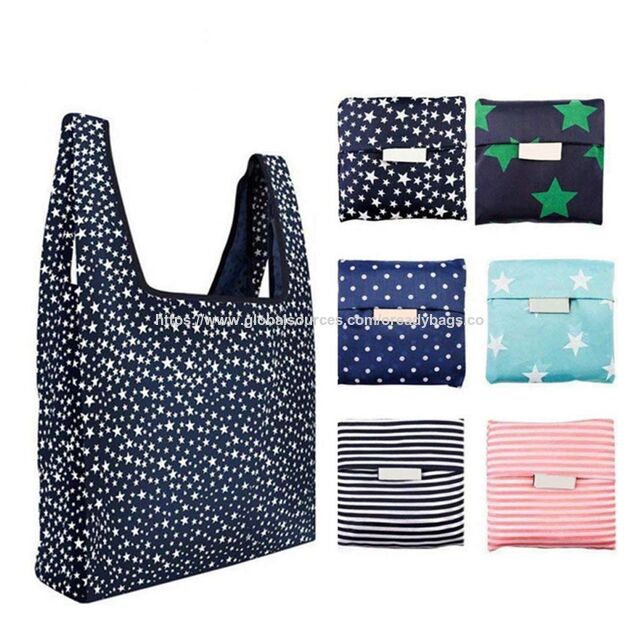 Sacs d'épicerie pliables en nylon personnalisés, écologiques, pochette en nylon indéchirable, sac de courses pliable réutilisable en polyester
