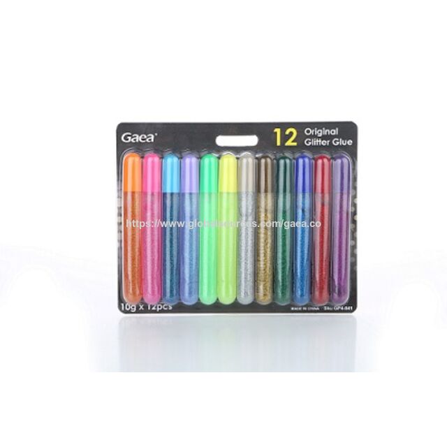 GAEA Pegamento con Brillo Lavable 10g*12 unidades en blíster.
