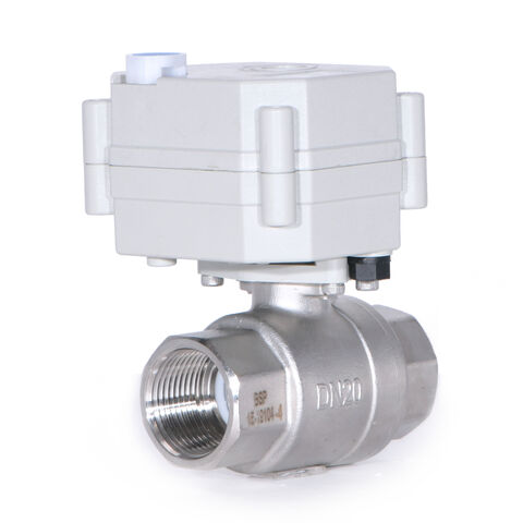 Válvula de bola motorizada de acero inoxidable NSF61 con control eléctrico bidireccional para flujo de agua, con operación manual (T20-S2-B)