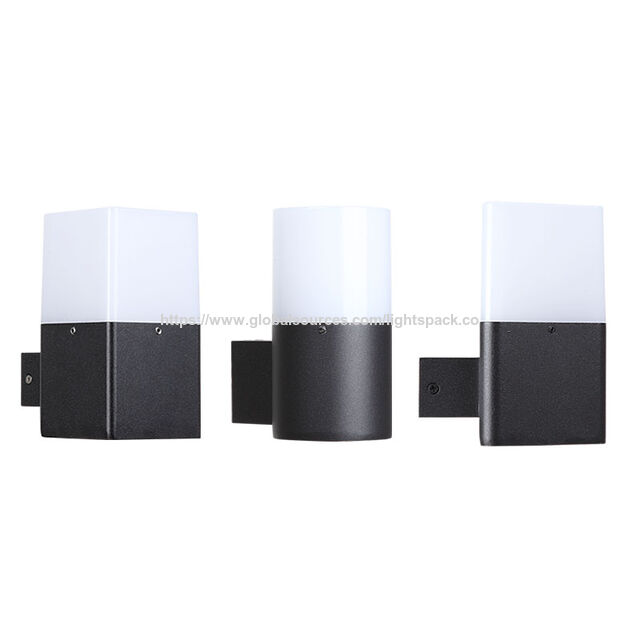 Luzes LED de jardim quadradas modernas pretas à prova de água E27 luzes de parede cilíndricas lâmpadas de jardim redondas 7W para corredor doméstico OEM for sale at factory direct price