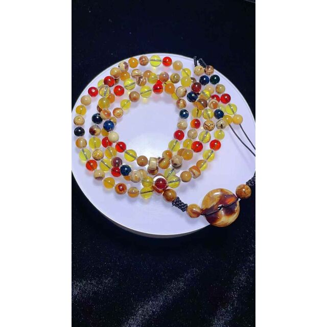 كهرمان بورمي طبيعي رائع عالي الجودة 108 خرزة سوار / عقد for sale at factory direct price