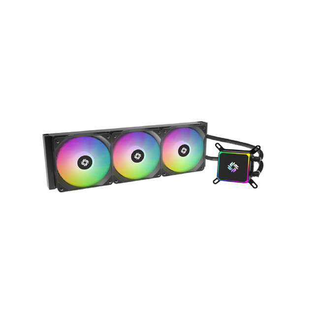 ETEK Refrigeración Líquida CPU Todo en Uno A-RGB de 360mm, TDP 320W, Bloque de Agua Cuadrado, Ventiladores PWM (1800RPM), Compatible con LGA1700/AM5